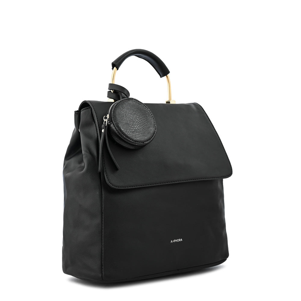 Mochila con tapa benita mediana negro especial