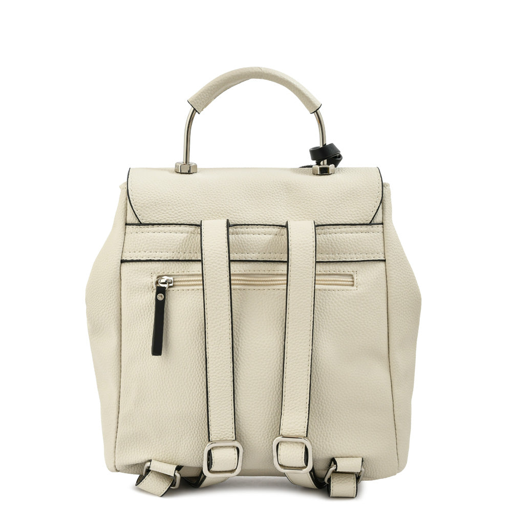 Mochila con tapa benita mediana blanco crudo