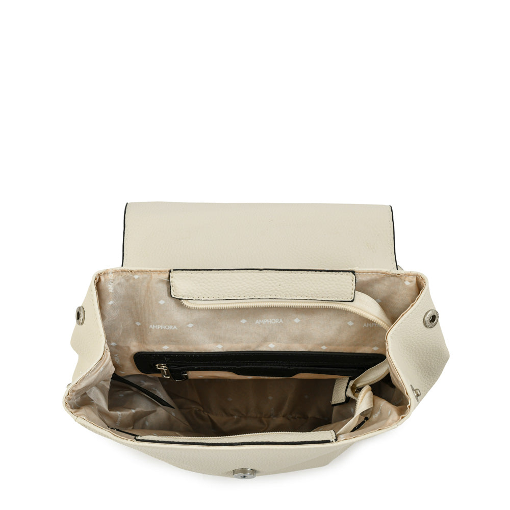 Mochila con tapa benita mediana blanco crudo