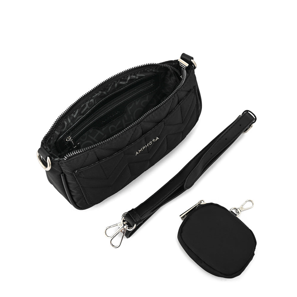 Cartera bandolera mediana blinky negro texturizado