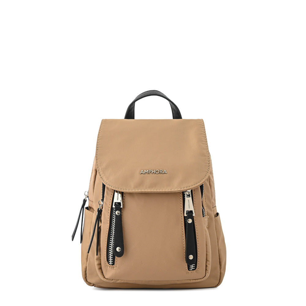 Mini Mochila con tapa crofia beige