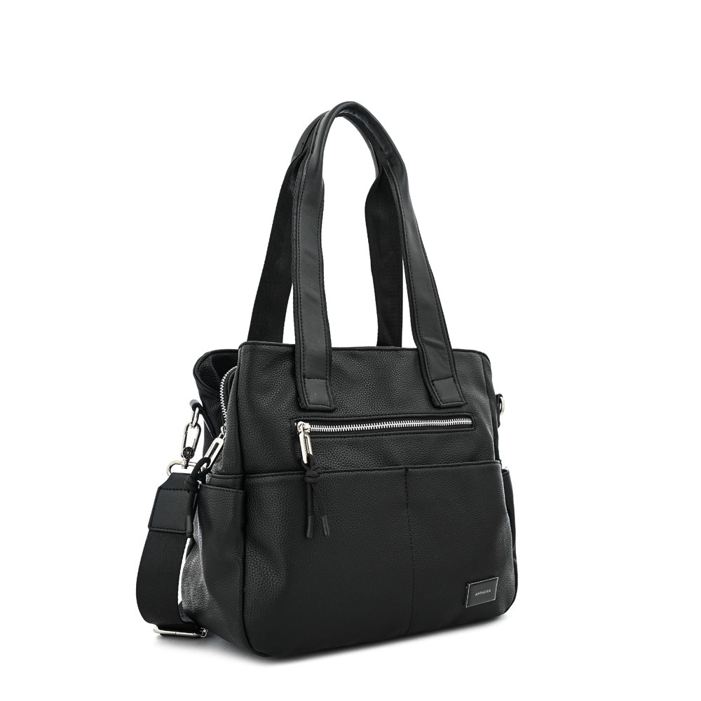 Cartera tote tres divisiones adelina mediana negro especial