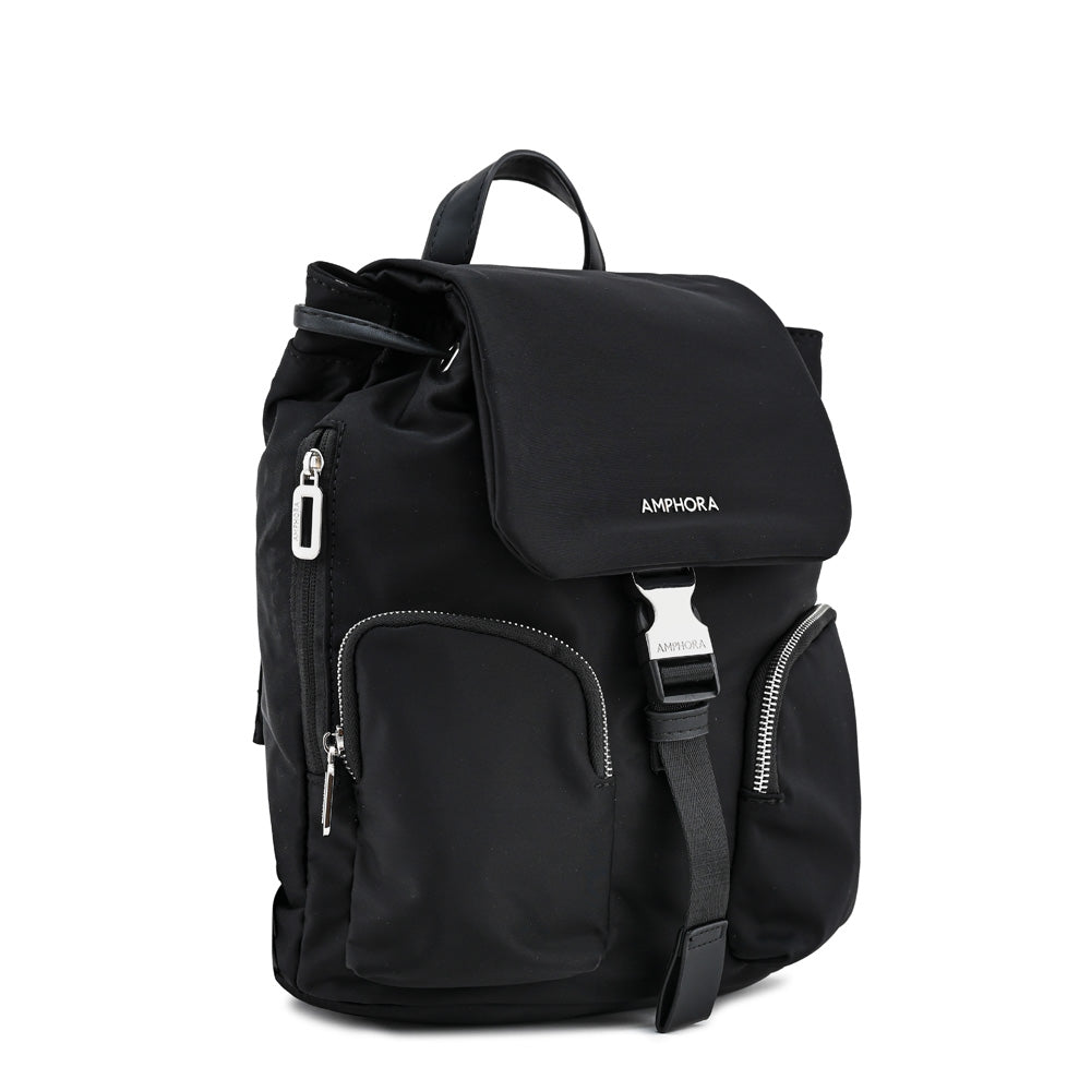 Mochila con tapa liberia mediana negro