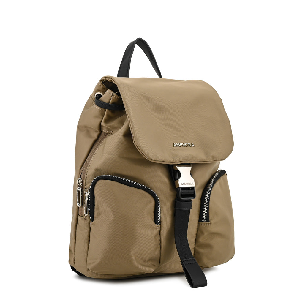 Mochila con tapa liberia mediana taupe