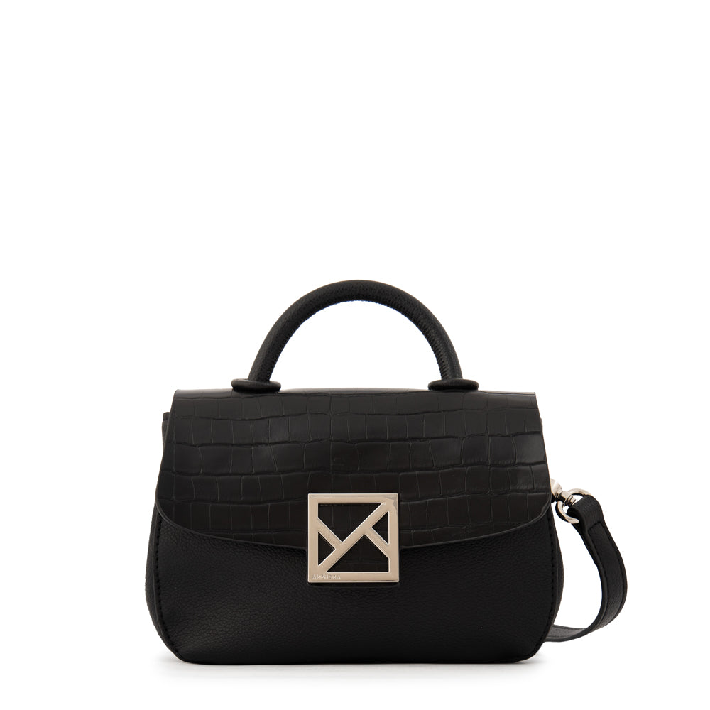 Cartera bandolera con tapa porto pequeña negro especial