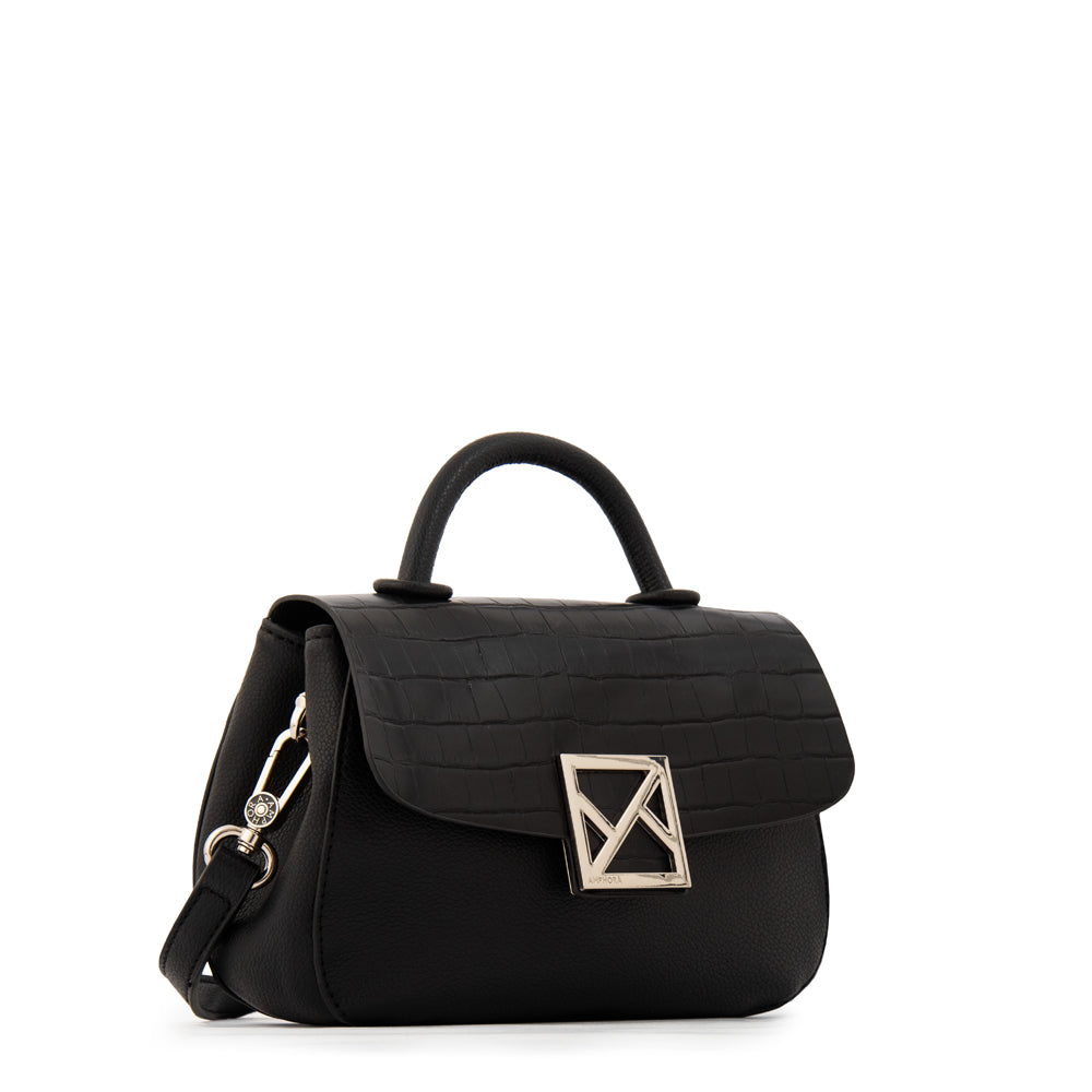 Cartera bandolera con tapa porto pequeña negro especial
