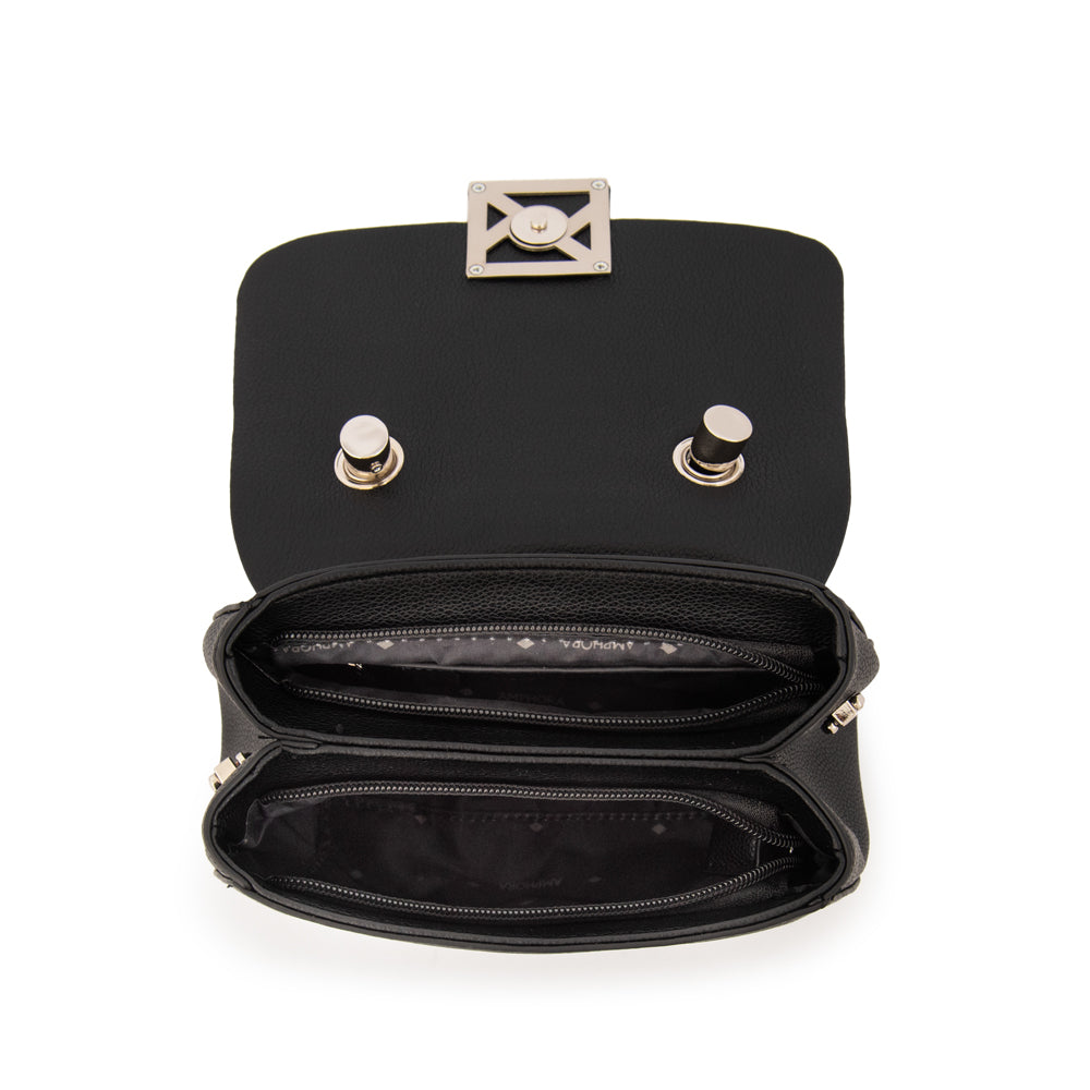 Cartera bandolera con tapa porto pequeña negro especial