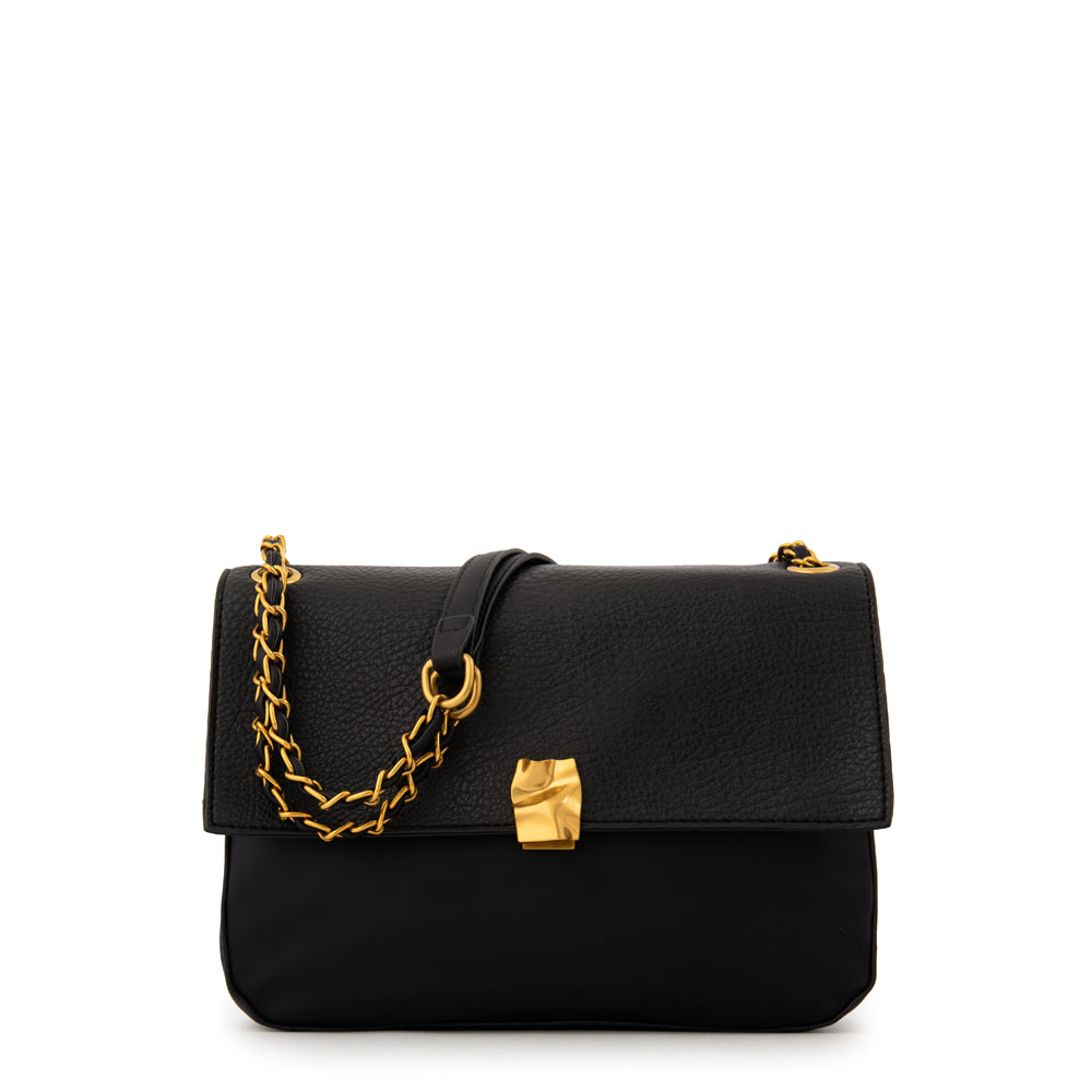 Cartera bandolera con tapa estonia mediana negro