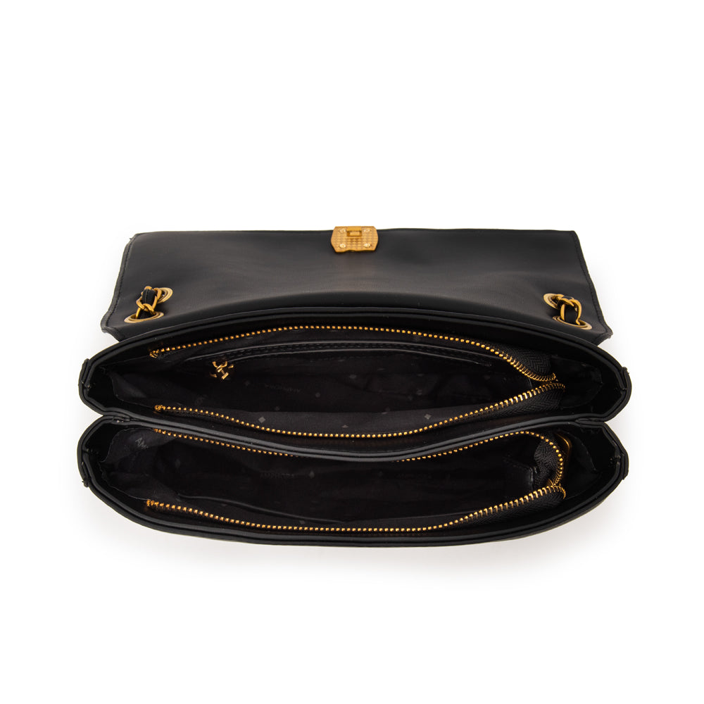 Cartera bandolera con tapa estonia mediana negro