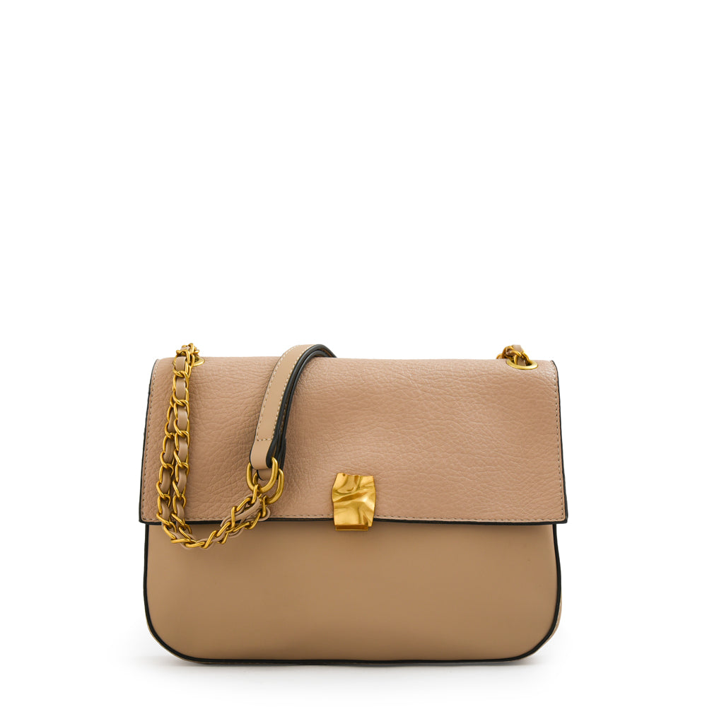 Cartera bandolera con tapa estonia mediana beige