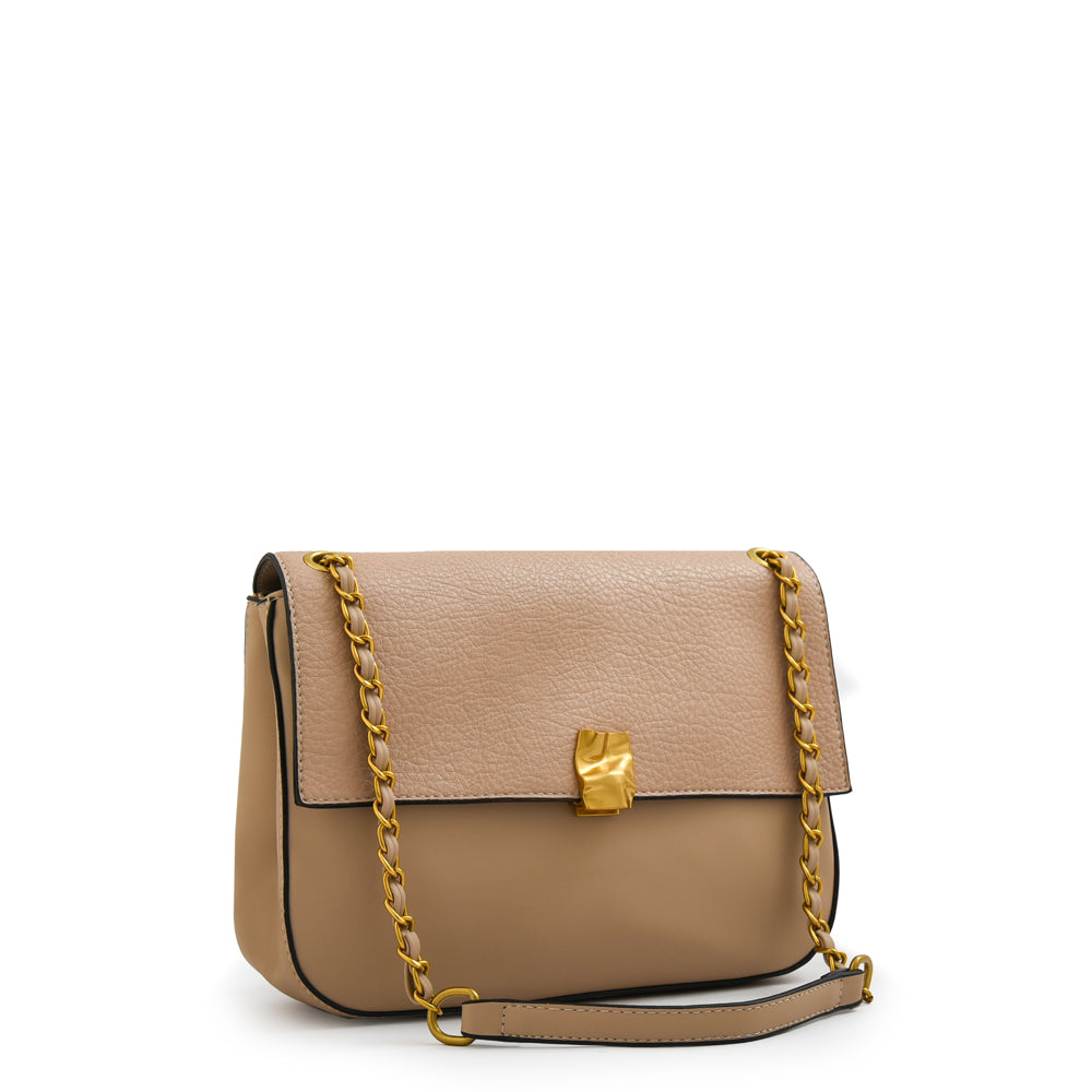 Cartera bandolera con tapa estonia mediana beige