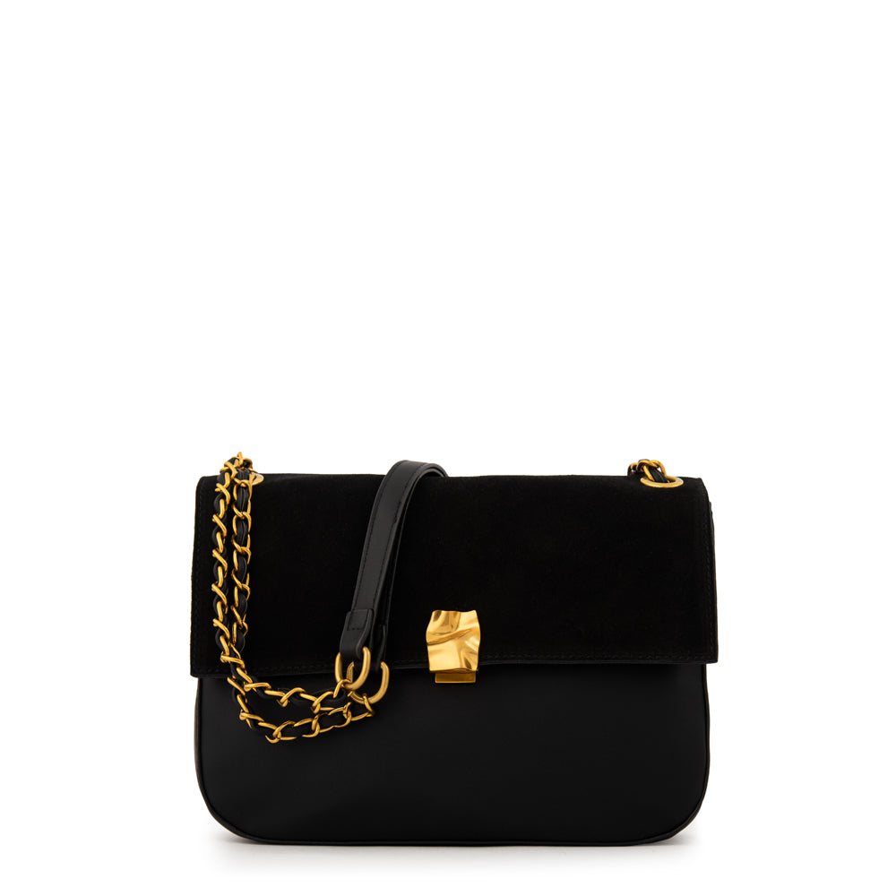 Cartera bandolera con tapa estonia mediana negro especial