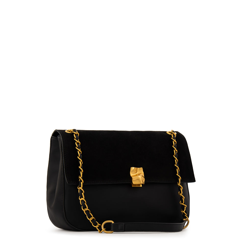 Cartera bandolera con tapa estonia mediana negro especial