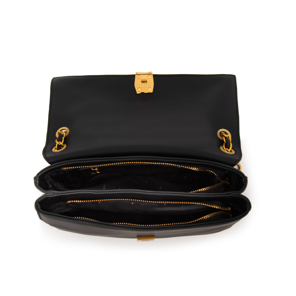 Cartera bandolera con tapa estonia mediana negro especial