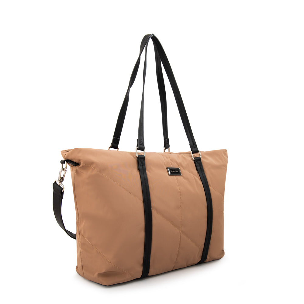 Cartera tote porta notebook lucia grande taupe