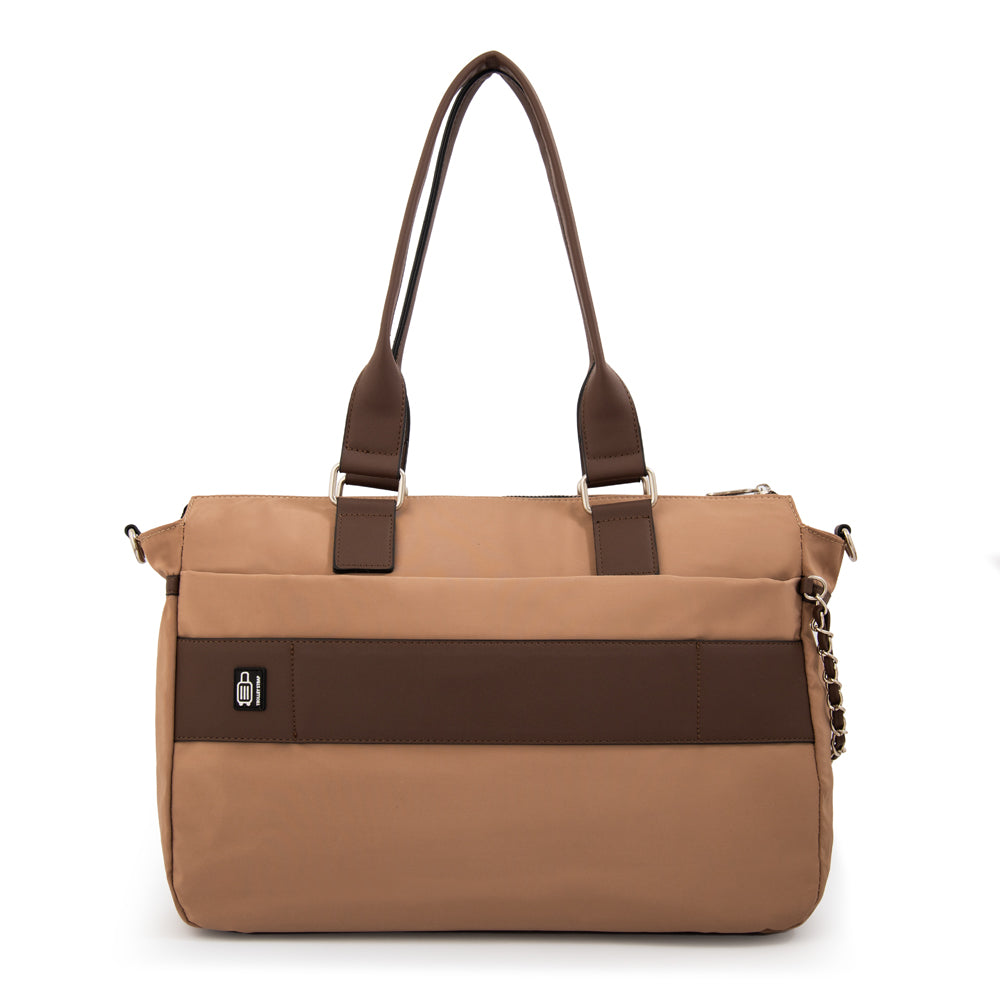 Cartera tote porta notebook gambia grande beige oscuro