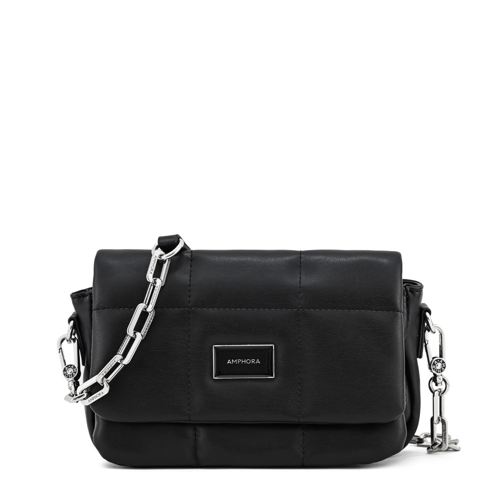 Cartera bandolera con tapa vania mediana negro