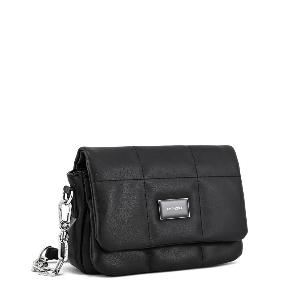 Cartera bandolera con tapa vania mediana negro