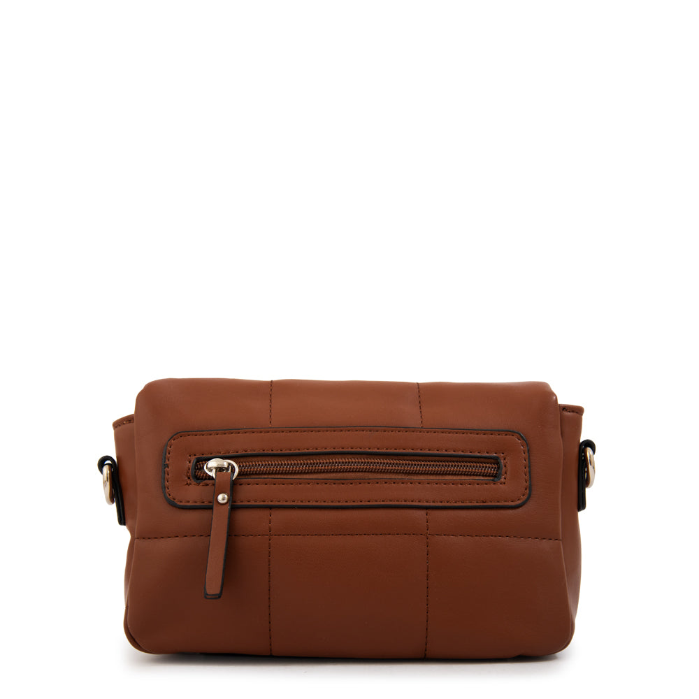 Cartera bandolera con tapa vania mediana café