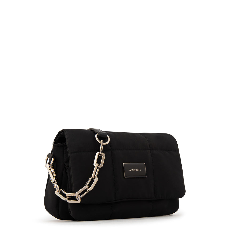 Cartera bandolera con tapa vania mediana negro especial