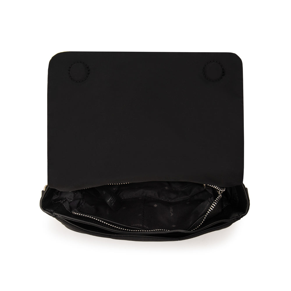 Cartera bandolera con tapa vania mediana negro especial
