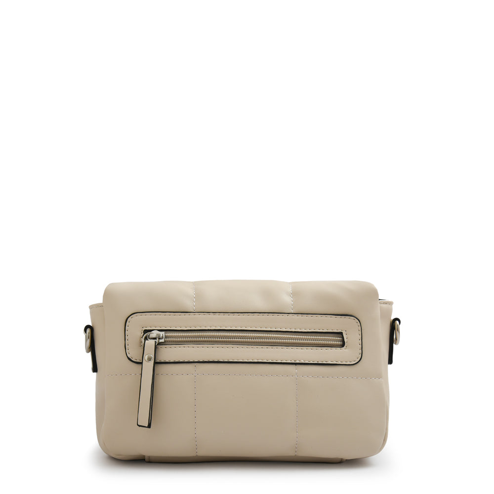 Cartera bandolera con tapa vania mediana blanco crudo