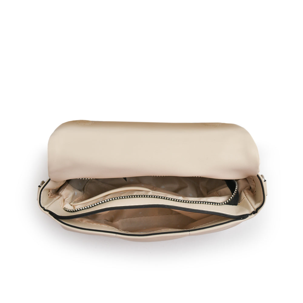 Cartera bandolera con tapa vania mediana blanco crudo