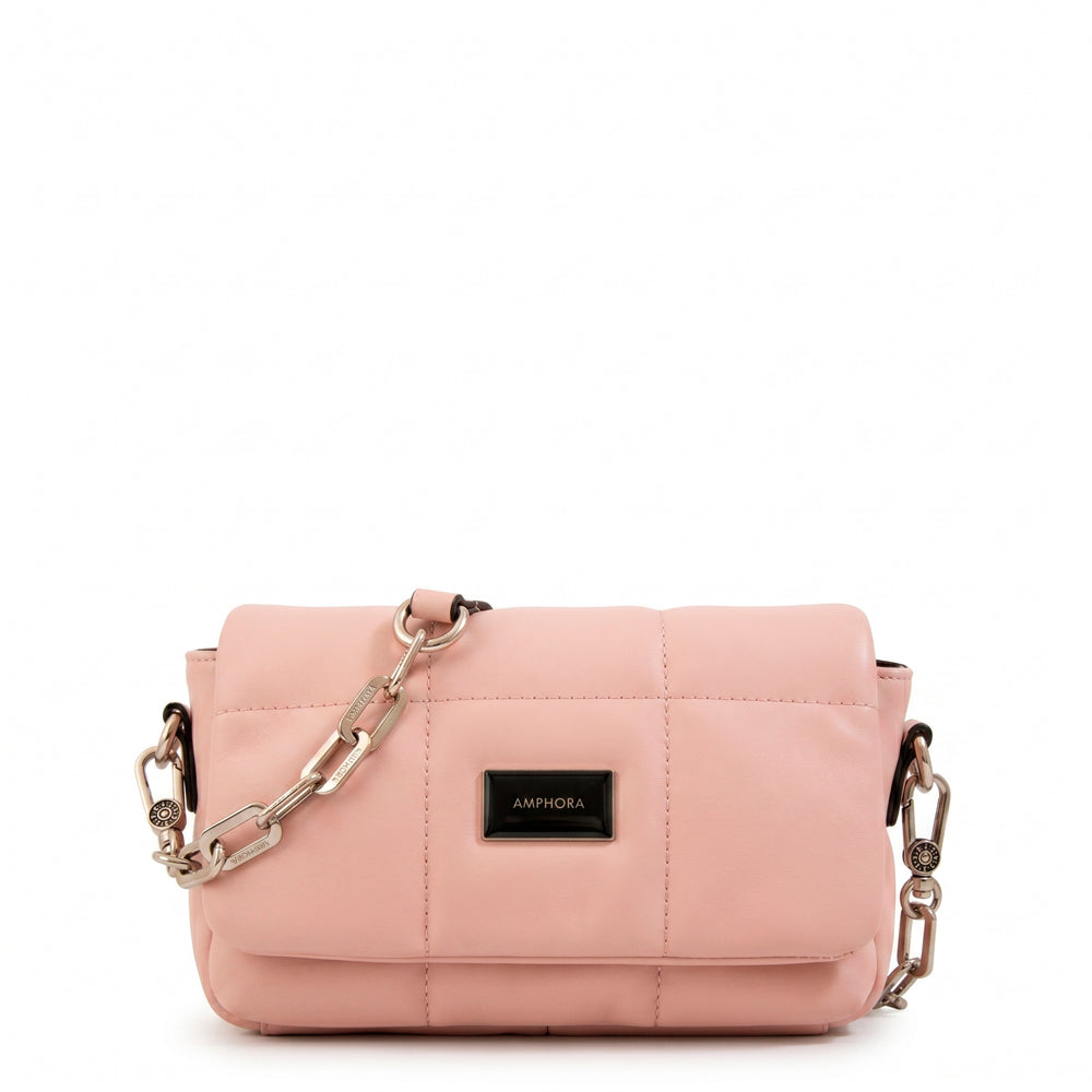 Cartera bandolera con tapa vania mediana rosa viejo