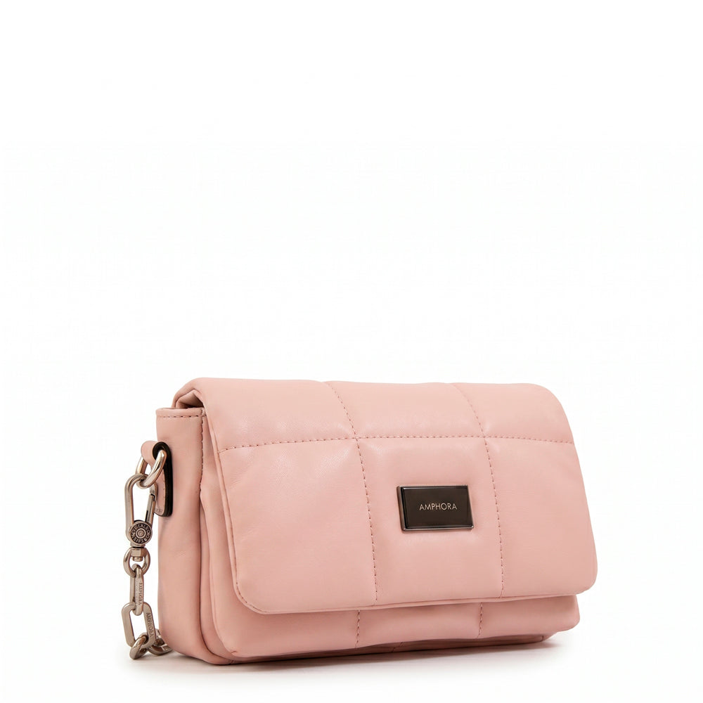 Cartera bandolera con tapa vania mediana rosa viejo