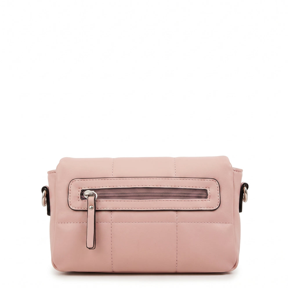 Cartera bandolera con tapa vania mediana rosa viejo