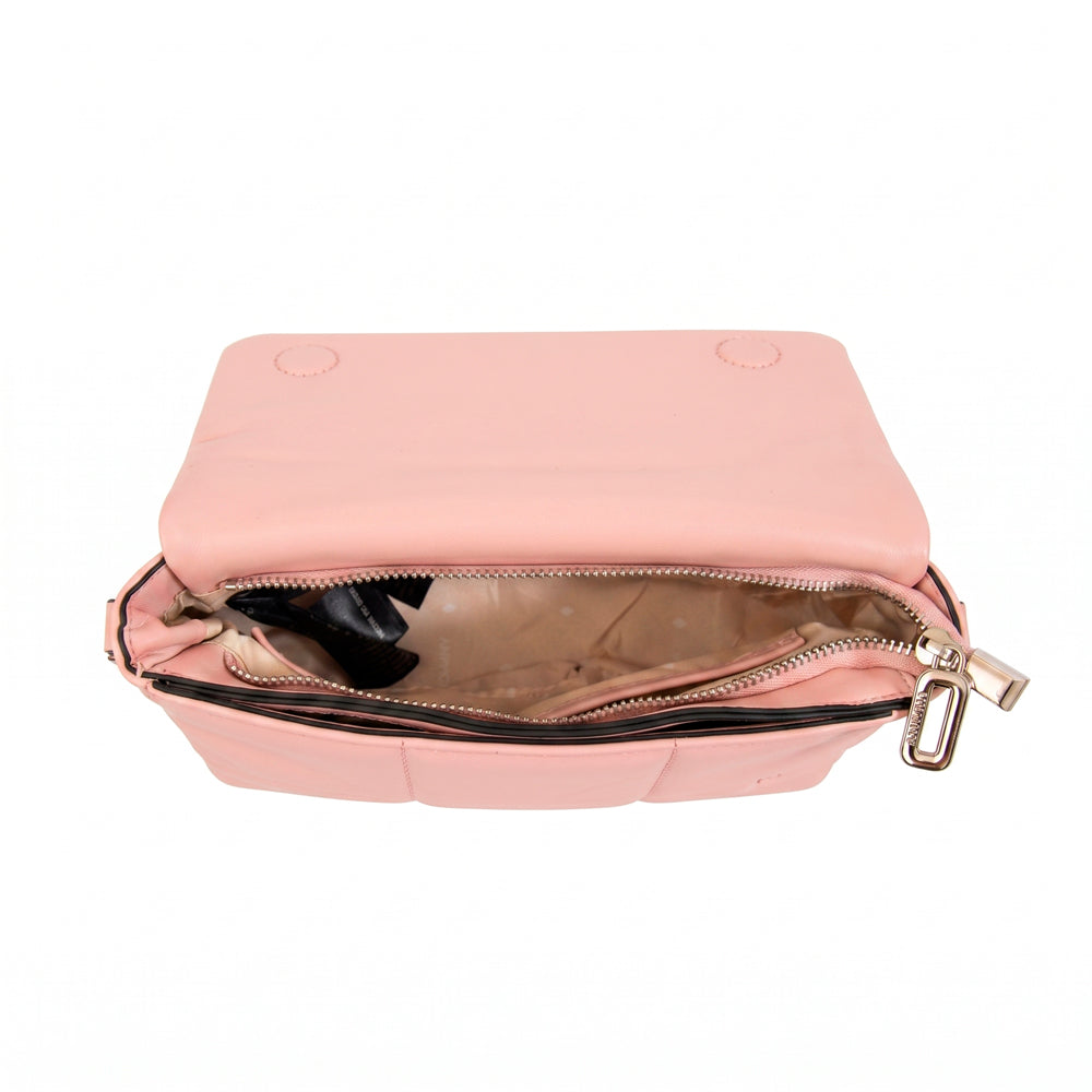 Cartera bandolera con tapa vania mediana rosa viejo
