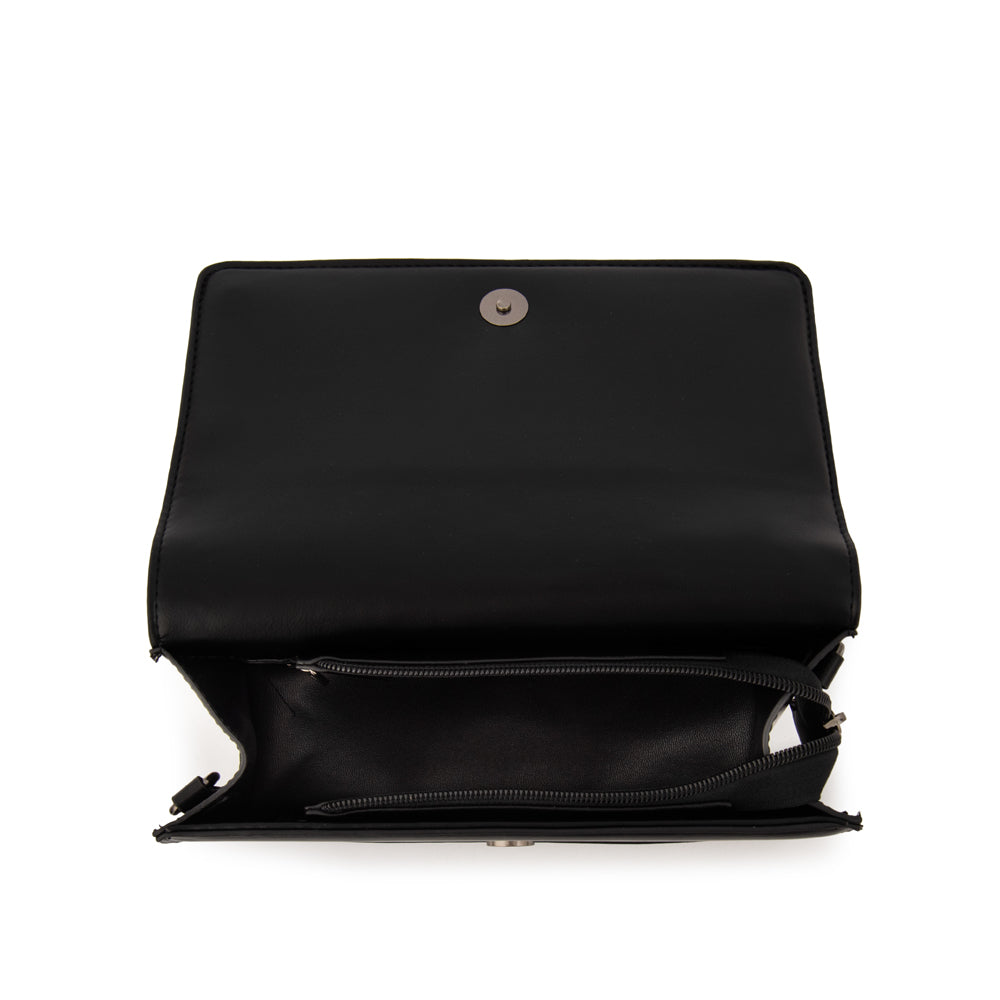 Cartera bandolera con tapa inglaterra pequeña negro