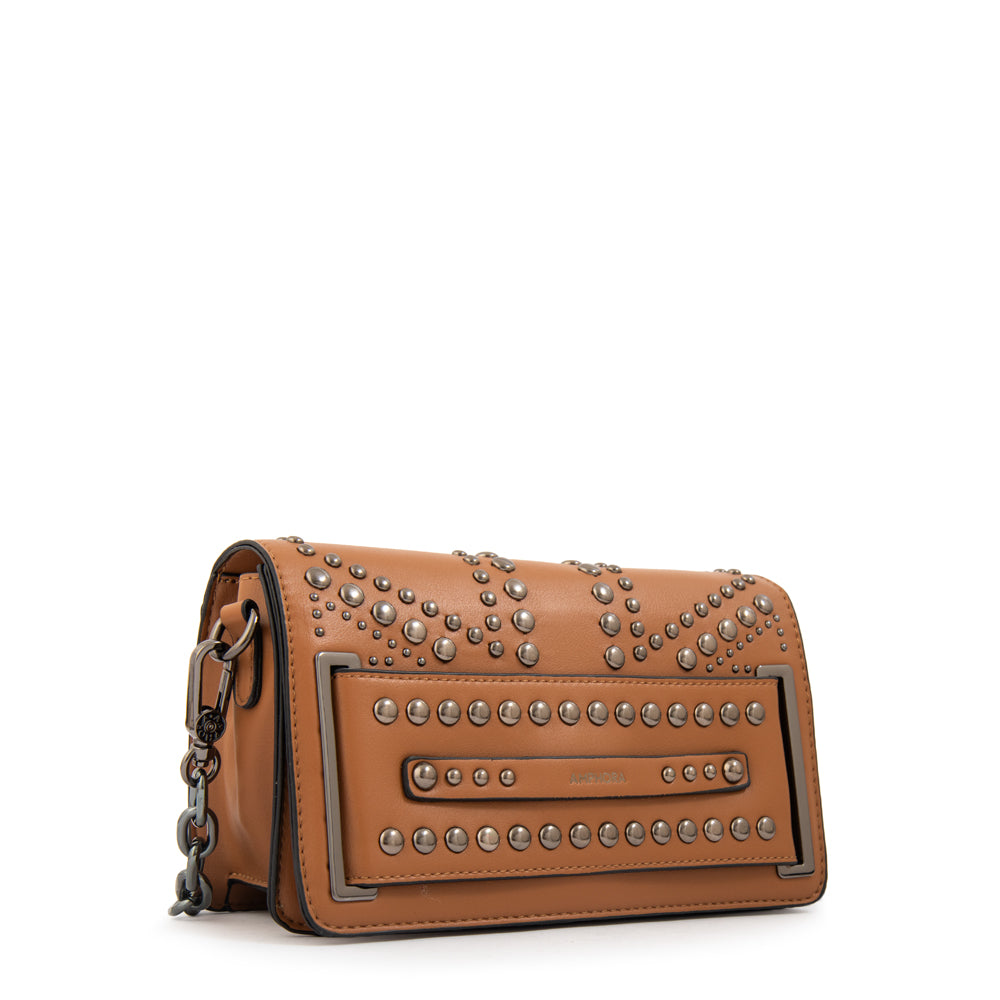 Cartera bandolera con tapa inglaterra pequeña camel