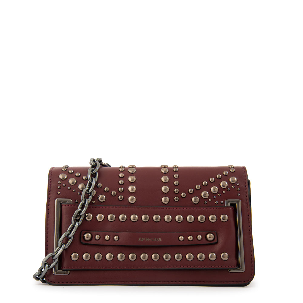 Cartera bandolera con tapa inglaterra pequeña burdeo
