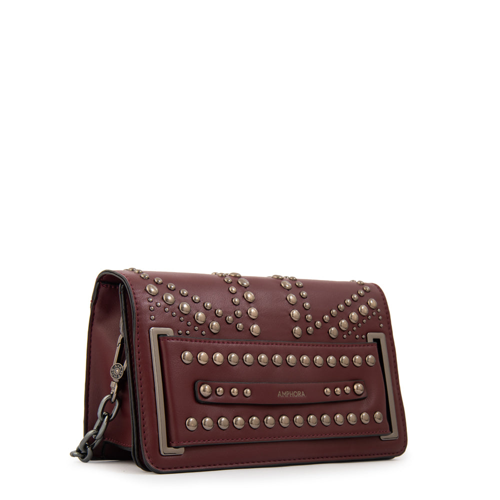 Cartera bandolera con tapa inglaterra pequeña burdeo