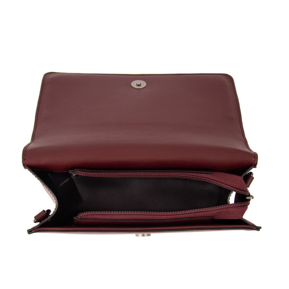 Cartera bandolera con tapa inglaterra pequeña burdeo