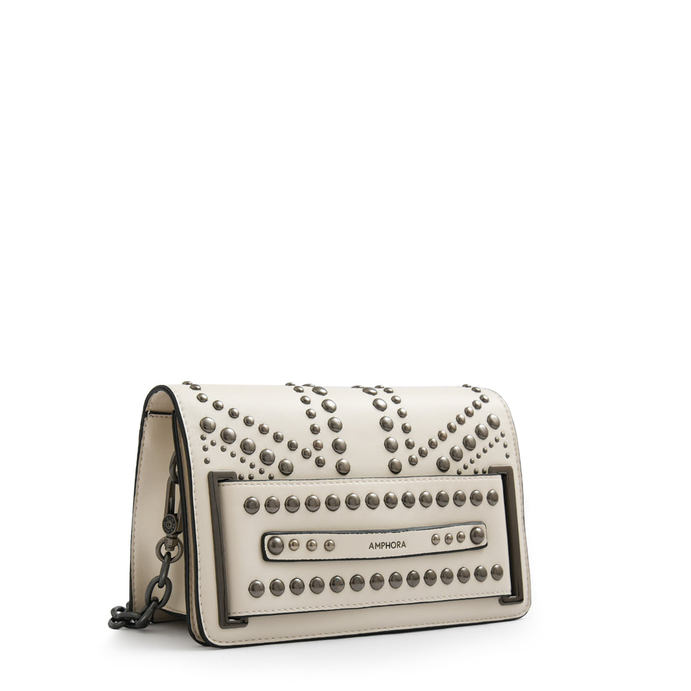 Cartera bandolera con tapa inglaterra pequeña blanco crudo