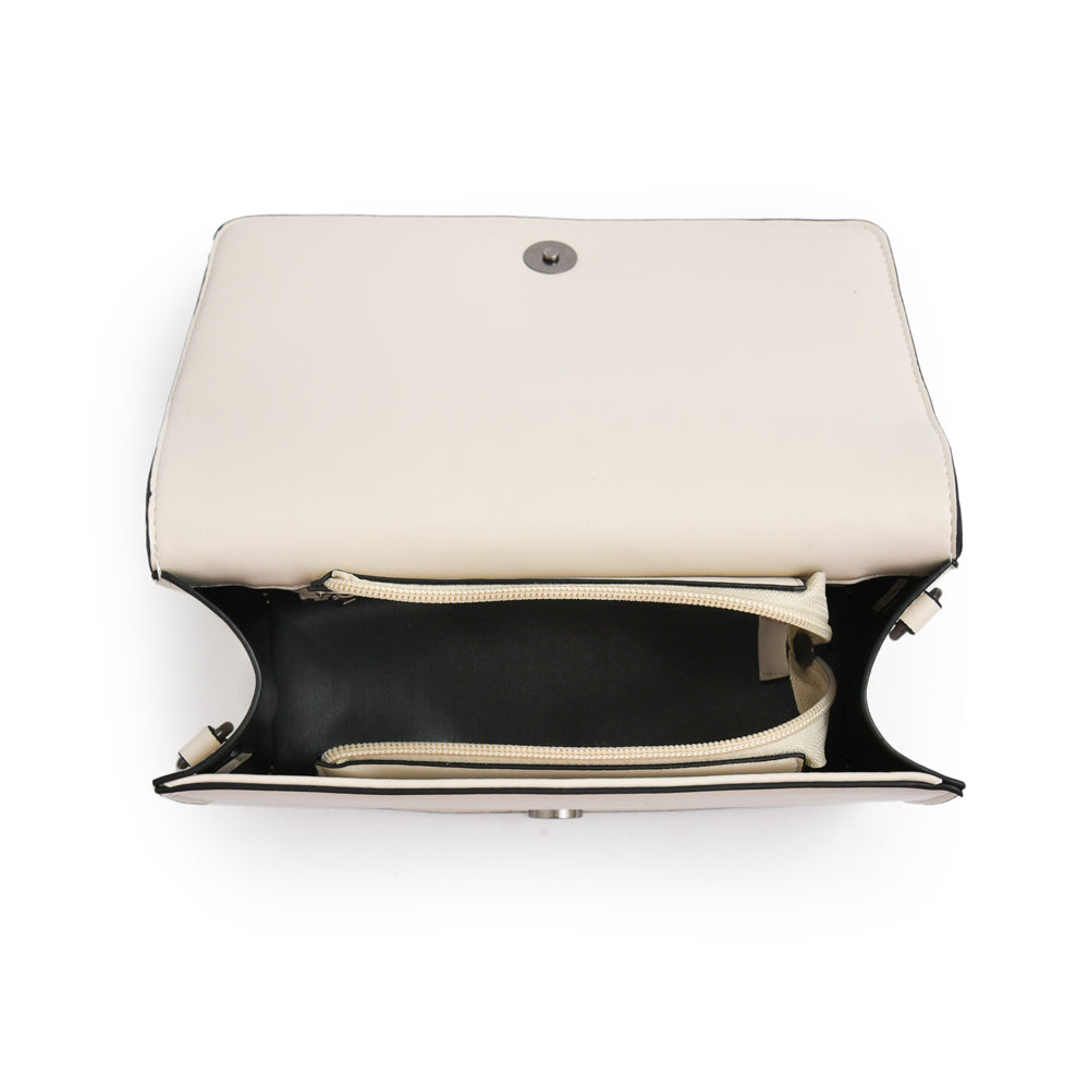 Cartera bandolera con tapa inglaterra pequeña blanco crudo