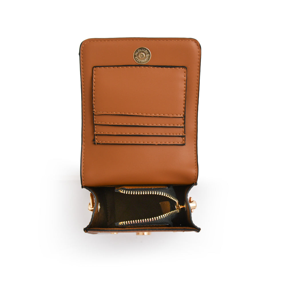 Cartera bandolera con tapa canada pequeña camel