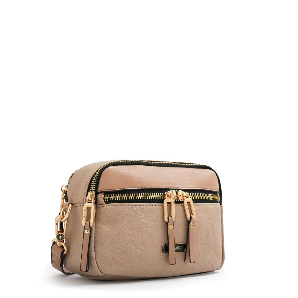 Cartera bandolera benin mediana beige