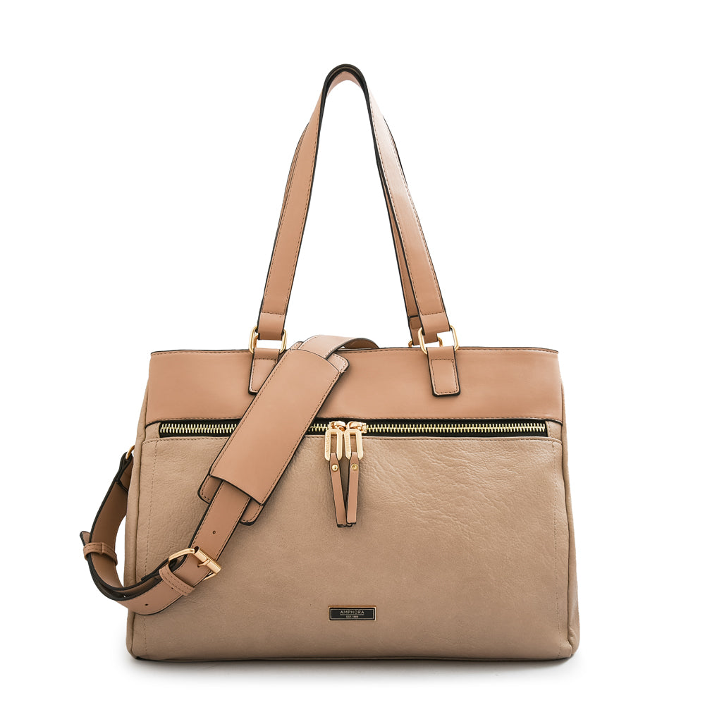 Cartera tote porta notebook benin grande beige