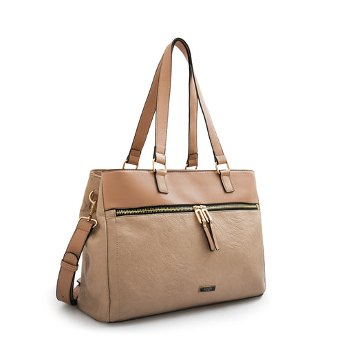 Cartera tote porta notebook benin grande beige