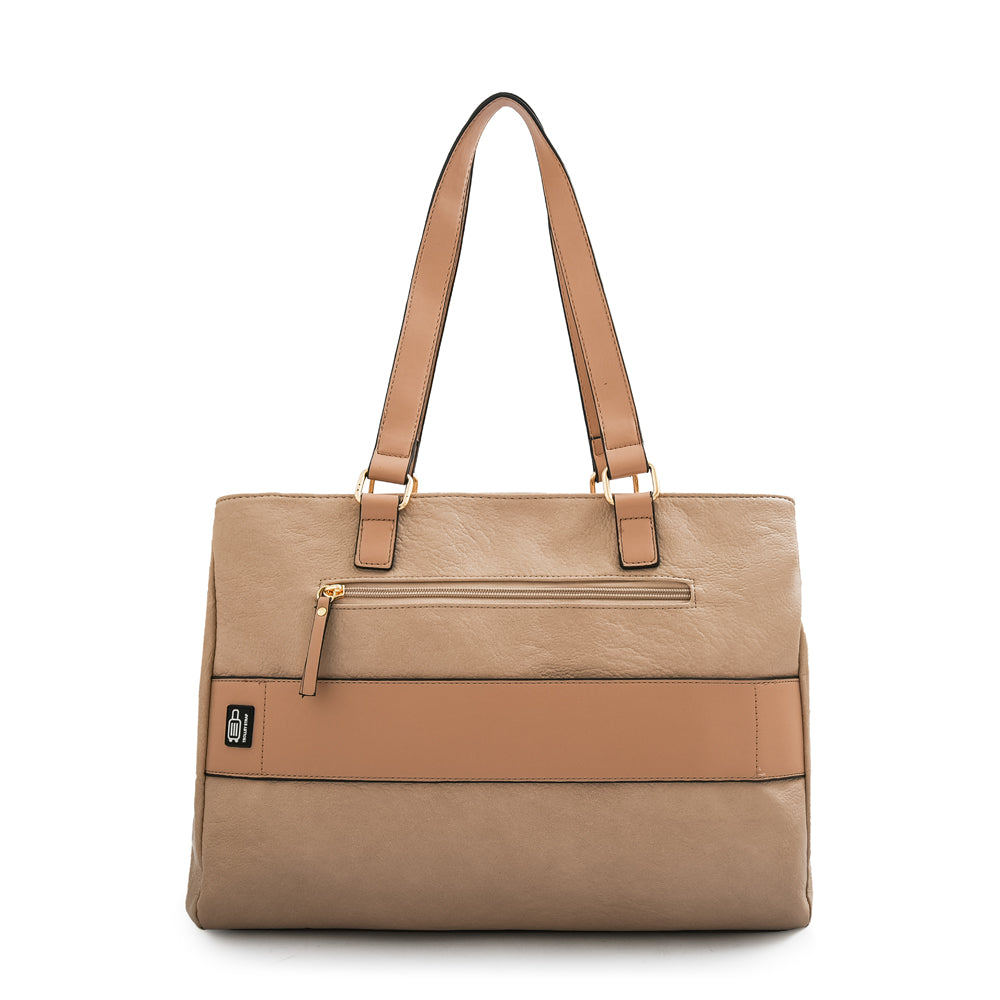 Cartera tote porta notebook benin grande beige