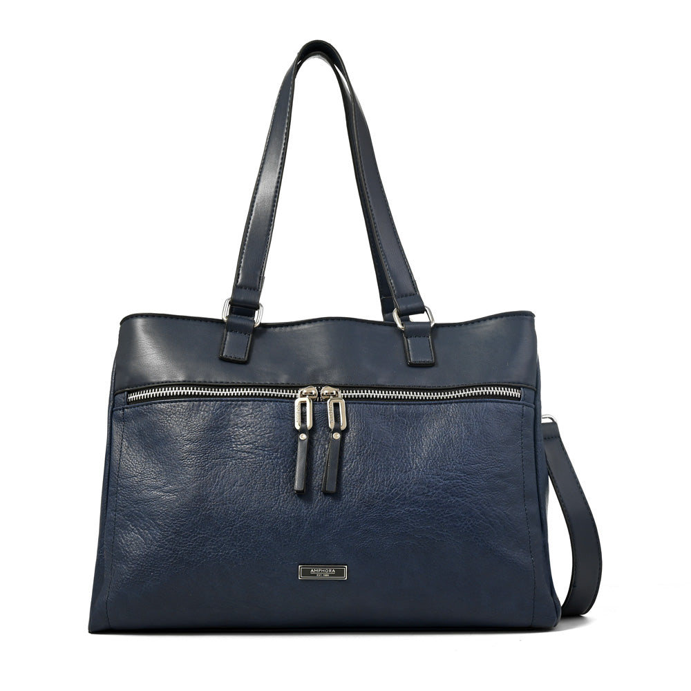 Cartera tote porta notebook benin azul oscuro