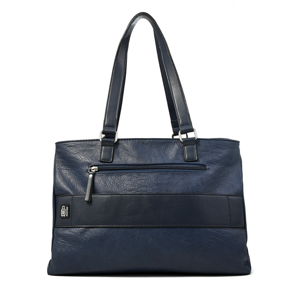 Cartera tote porta notebook benin azul oscuro