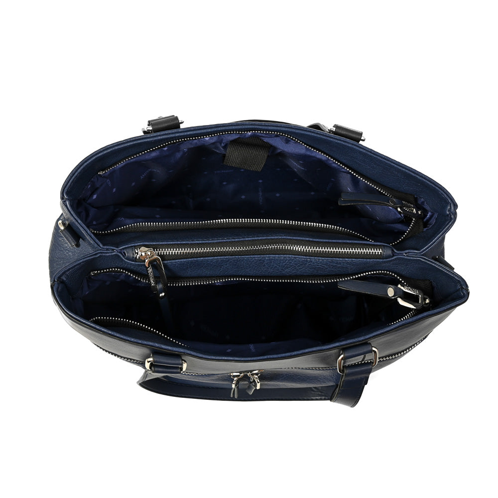 Cartera tote porta notebook benin azul oscuro
