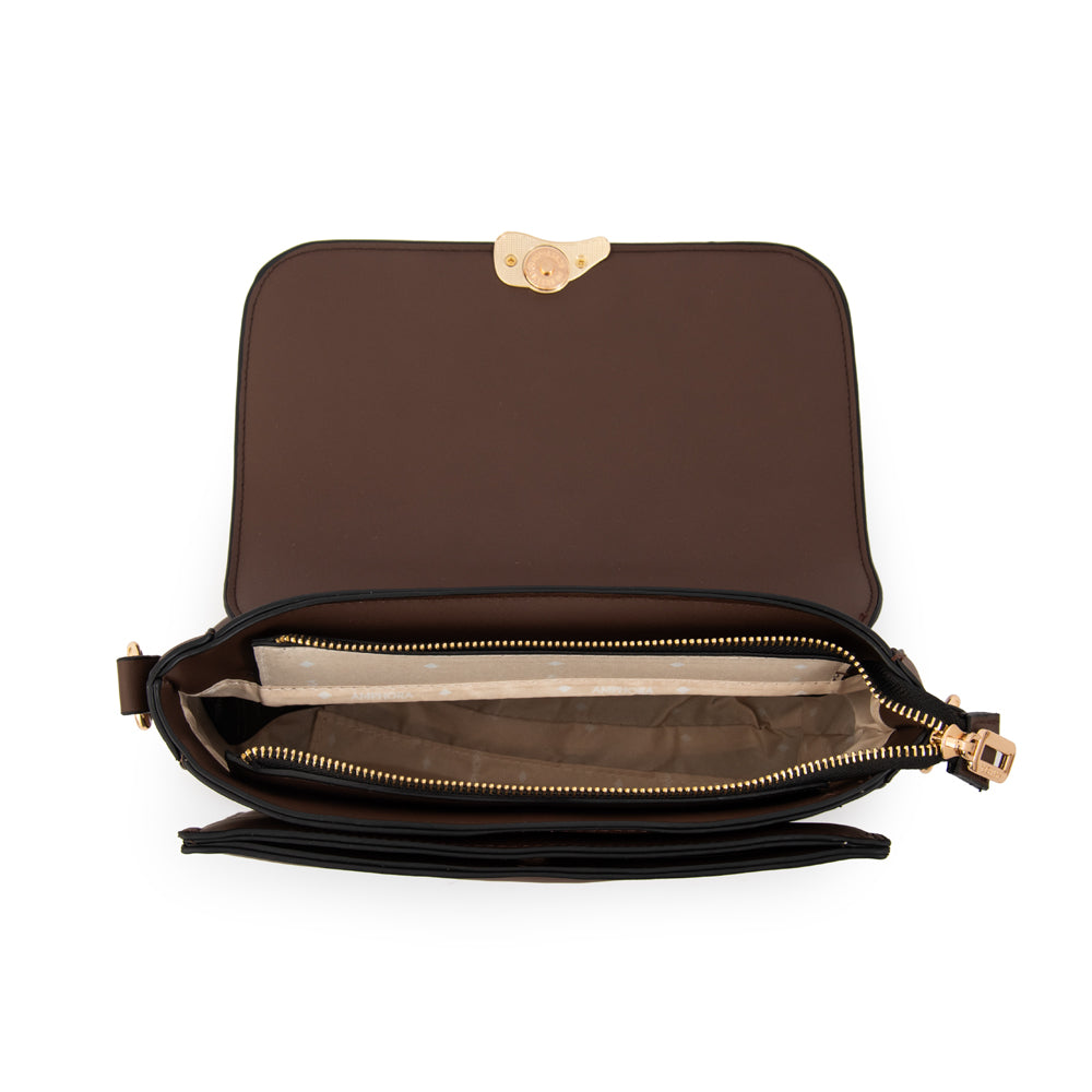 Cartera Bandolera mediana lizet café oscuro