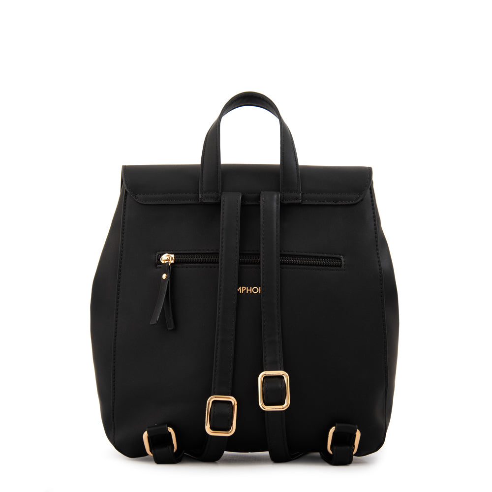 Mochila con tapa lizet mediana negro