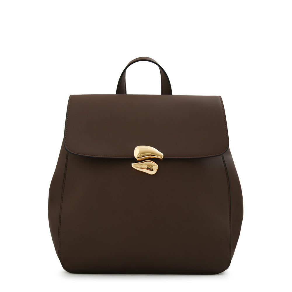 Mochila con tapa mediana lizet café oscuro