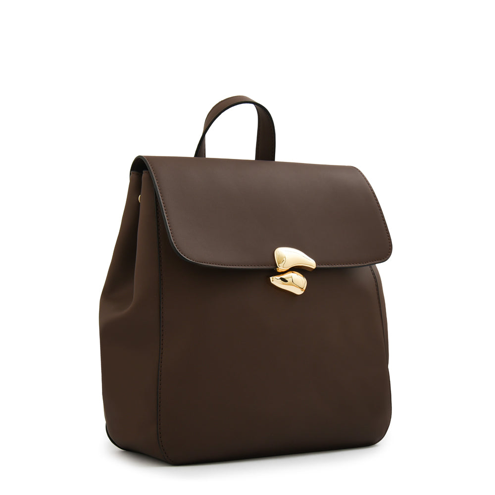 Mochila con tapa lizet mediana café oscuro